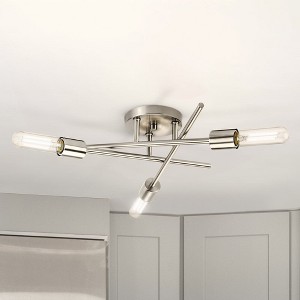 Urban Ambiance Luxury Mid-Century Modern Indoor Ceiling Light,  5-1/8''H x 18"W x 18''D,  Brushed Nickel Finish, UHP4422 - 1 of 4