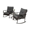 3 Pieces Patio Seating Set,Patio Rocking Rattan Chair Set Of 2 With Coffee Table,Patio Chairs Outdoor With Cushion -Maison Boucle - 2 of 4