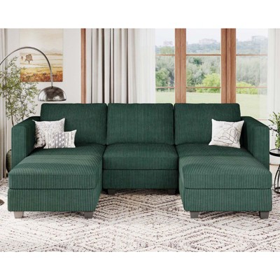 Belffin Modular Sectional Sleeper Sofa with Storage Ottoman, Corduroy Luxury Sectional Sofa with Chaise Convertible Modern Sectional for Living Room