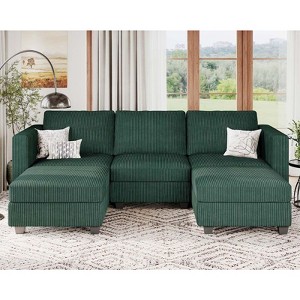 Belffin Modular Sectional Sleeper Sofa with Storage Ottoman, Corduroy Luxury Sectional Sofa with Chaise Convertible Modern Sectional for Living Room - 1 of 4