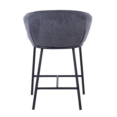 Charcoal Swivel Counter Height Barstools with Metal Frame - Set of 2