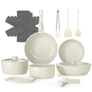 SUGIFT 18-Piece Ceramic Nonstick Cookware Set with Detachable Handles – Space-Saving & Oven Safe - 1 of 4