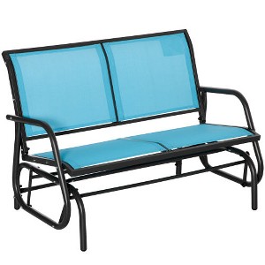 MOEPISY 2-Person Outdoor Glider Bench, Powder Coated Steel Frame For Backyard Garden Porch, Blue - 1 of 4