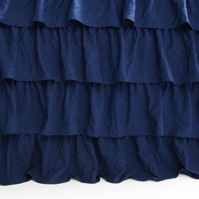 Navy Queen Ruffle Skirt Bedspread Set with Shams