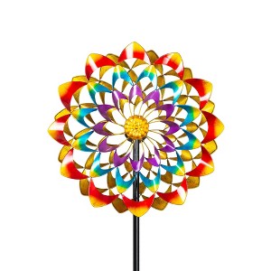 Cyan Oasis 83.5-Inch Rainbow Zinnia Wind Spinner - 1 of 4