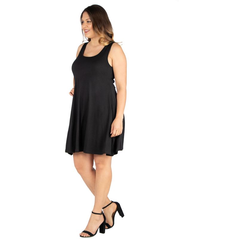 24seven Comfort Apparel Fit and Flare Knee Length Plus Size Tank Dress, 2 of 5