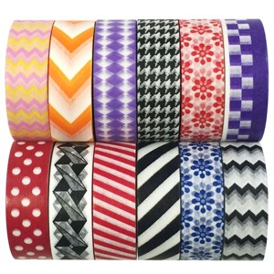 Wrapables Washi Tapes Decorative Masking Tapes, Set of 12 - 1 of 4