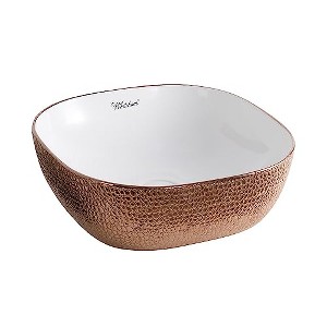 ALFI  Isabella Plus Collection Square Above Mount Basin with an Embossed Exterior, Smooth Interior, and Center Drain - 1 of 4