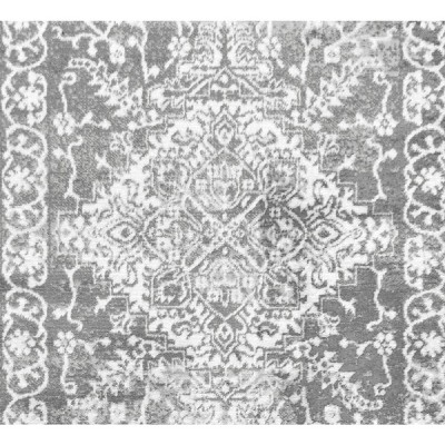 Light Grey Synthetic Medallion Runner Rug 2 ft. x 8 ft.
