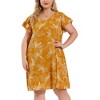 Agnes Orinda Women's Plus Size V Neck Floral Tie Waist Mini Dressy A Line Dresses - 2 of 4