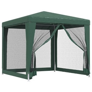 vidaXL Party Tent with Powder-Coated Iron Frame and HDPE Cover, Weather and UV Resistant with Mesh Sidewalls, Green, Dimensions: 98.4"x98.4"x96.5" - 1 of 4