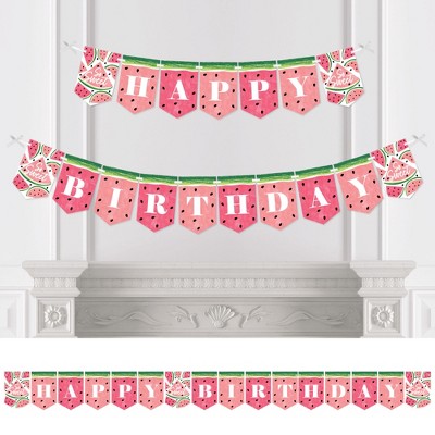Big Dot of Happiness Sweet Watermelon - Birthday Party Bunting Banner - Party Decorations - Happy Birthday