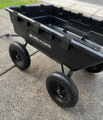 Gorilla Carts 10 Cu Ft Poly Evolution Yard Cart - Black, Push/Pull Design,  Impact Resistant, Two-Wheel Stability in the Yard Carts department at