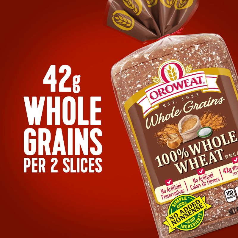 Oroweat 100% Whole Wheat Bread - 24oz, 3 of 12