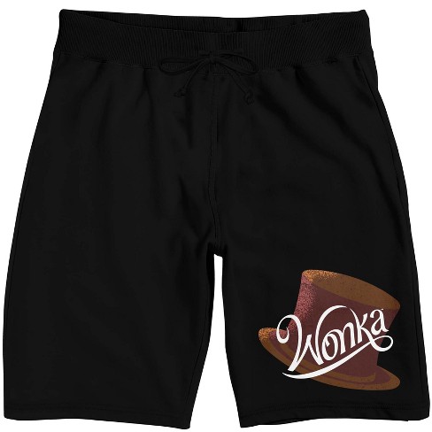 Willy Wonka & the Chocolate Factory (2023) Movie Logo and Top Hat Men's  Black Graphic Sleep Shorts-Small