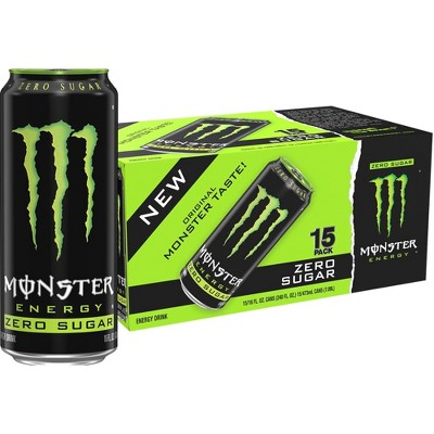 Monster Energy Zero Sugar, Green, Original - 16 Fl Oz Can (Pack of 15)
