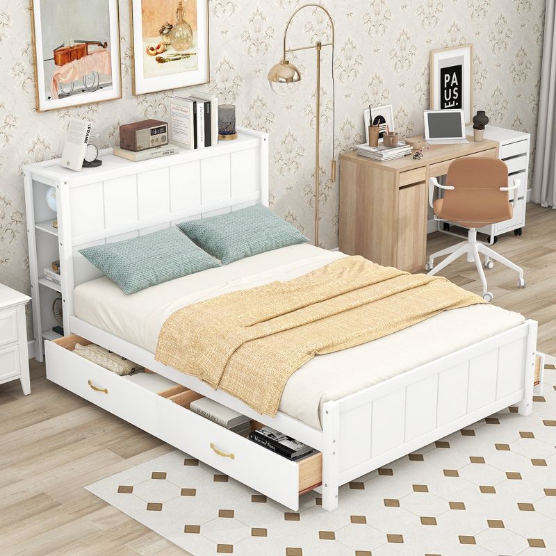 Full Size Platform Bed with Drawers and Storage Shelves - ModernLuxe, 1 of 11