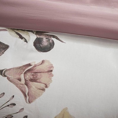 Blush Floral Cotton King/Cal King Duvet Cover Set