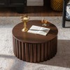 QingMoon Lift Top Coffee Table, Circle Wooden Center Table with Storage Space and Grooved Drum Decoration for Living Room - 2 of 4