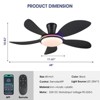 Kviflon 48 Inch Ceiling Fan with Light,RGB LED Light,Flush Mount Base, Five Reversible Blades - 2 of 4