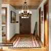 BAOURE Rustic Farmhouse Wagon Wheel Chandelier with Seeded Glass Shade, 6 Light Round Wood Pendant Light for Dining Room Living Room Foyer, Brown 21in - 3 of 4