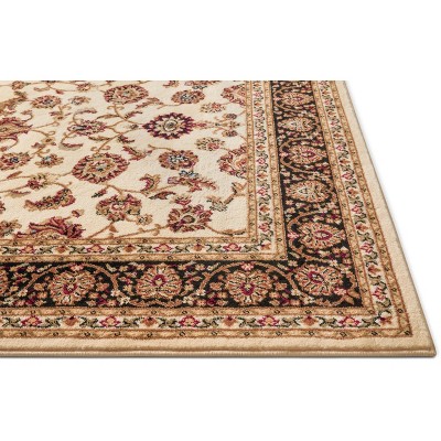 Ivory and Brown Tufted Oriental Floral 8' x 10' Area Rug