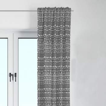 Bacati - Grey Scribble Neutral Cotton Printed Single Window Curtain Panel