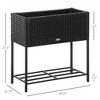 YONWAY Raised Garden Bed, Elevated Planter Box with Rattan Wicker Look, Tool Storage Shelf for Herbs, Vegetables, Flowers - 3 of 4