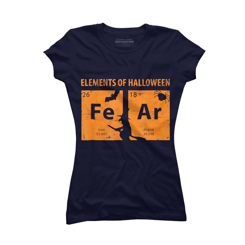 Junior's Design By Humans Elements Of Halloween Tee (FeAr) Periodically By Luckyst T-Shirt, 1 of 4