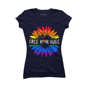 Adult Design By Humans Free Mom Hugs Pride Sunflower Hearts By T-Shirt - 1 of 2