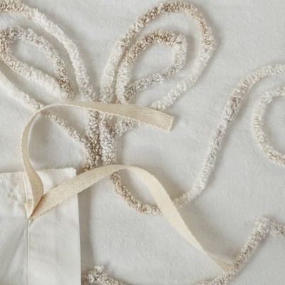 Ivory and Taupe Tufted Cotton Chenille Full/Queen Duvet Cover Set