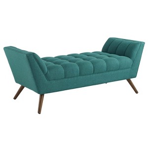 Modway Response Medium Upholstered Fabric Bench Teal - 1 of 4