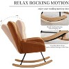Nursery Rocking Chair, Living Room Glider Rocker for Breastfeeding, Plush Teddy Upholstered Armchairs Indoor with High Backrest - 4 of 4