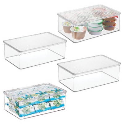 iDesign Stackable Hinged-Lid Pantry Storage Box - Set of 4 - Clear