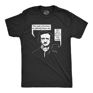 Mens Poe Boy Tshirt Funny Edgar Allan Poe Author Literature Rock Lyrics Queen Tee - Crazy Dog Men's T Shirt - 1 of 4