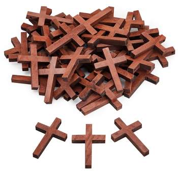  Kigley 12 Pcs Standing Wooden Cross 3 Style Wood Crosses for  Crafts with Bases 24 White Roses Artificial Flowers with Leaf First  Communion Baptism Centerpieces for Baptism Decoration (Dark Brown) 