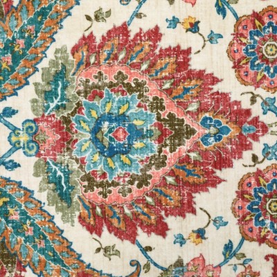 Washable Vintage Floral Distressed Rug Non Slip Low Pile Rug Soft Throw Floor Cover Foldable Indoor Carpet for Living Room Bedroom Playroom Nursery