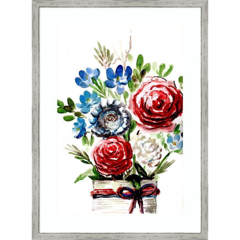 Amanti Art Proud to be an American Bouquet II by Marcy Chapman Wood Framed Wall Art Print 18 in. x 25 in., 1 of 8