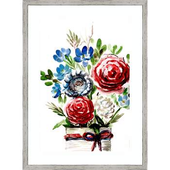 Amanti Art Proud to be an American Bouquet II by Marcy Chapman Wood Framed Wall Art Print 18 in. x 25 in.
