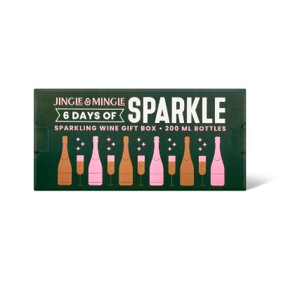 Jingle and Mingle 6 Days of Sparkling Wine Holiday Advent Calendar Gift Set - 6pk/200ml Bottles
