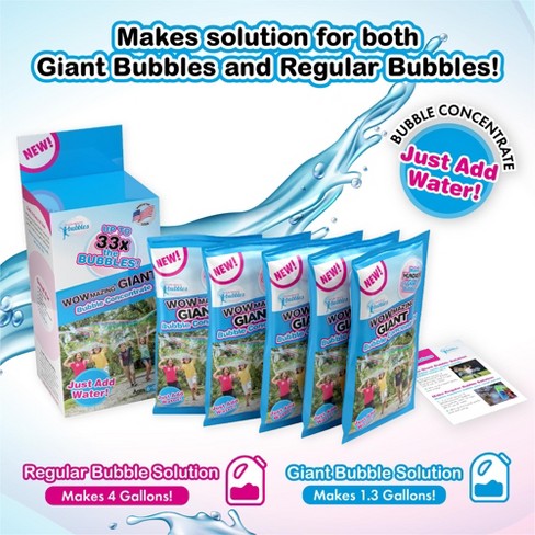 - Big Bubbles Just Add Water Made in USA WOWMAZING Bubble Concentrate Solution 12 Pouches of Bubble Refill up to 9.2 Gallons 