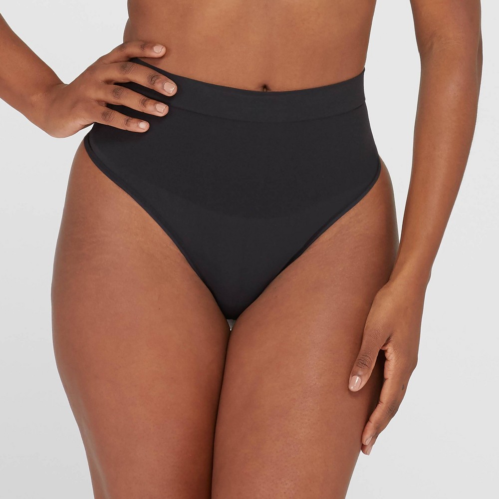 Assets by Spanx Women's All Around Smoothers Thong - Black XL, Women's