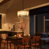 PAKOKULA Modern 6-Light Silver Drum Glam Chandelier with Geometric Clear Crystals and White Fabric Shade for Dining Room - 2 of 4
