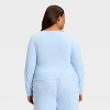 Women's Variegated Ribbed Long Sleeve Pajama Top - Auden™ - 2 of 3