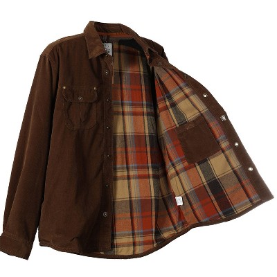 GIOBERTI Men's 100% Cotton Extremely Soft Corduroy Shirt Jacket with Flannel Lining, Camel, 2XL — фото 3
