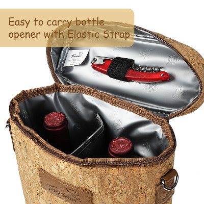 Cork Insulated 2 Bottle Wine Carrier Tote Bag