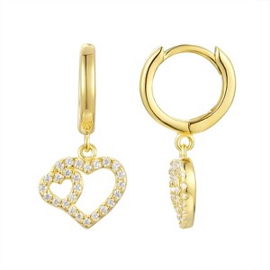 Junior Jewels 14K Gold Over Sterling Silver Children's Heart Dangle Earrings - 1 of 2