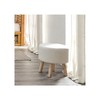 Contemporary Footstool Set Of 2pc, White / Natural Upholstery And Angled Wooden Legs - 3 of 4