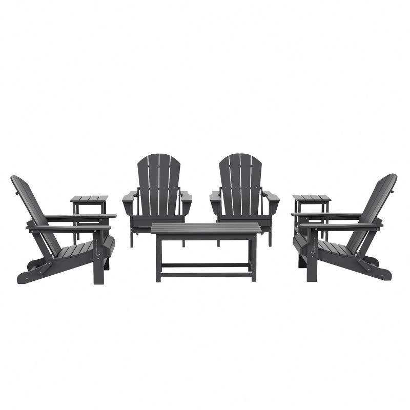WestinTrends 7 Piece Set Outdoor Folding Adirondack Chairs with Coffee Table Side Table, 1 of 11