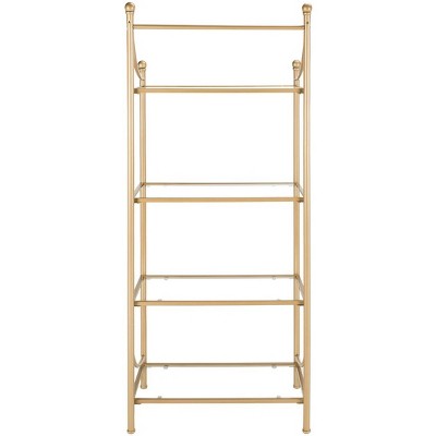 Elegant Diana 4-Tier Gold Metal & Tempered Glass Etagere